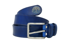 OPASEK VALEŠOVÁ DÁMSKÝ MODRÝ PROŠITÝ S RAŽBOU STROMU 110/4 CM