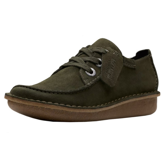 detail OBUV CLARKS FUNNY DREAM DARK GREEN SUEDE
