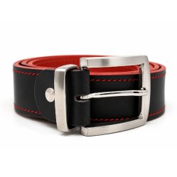 Opasek kožený červný s červeným prošíváním 118/4 cm UNIDAX