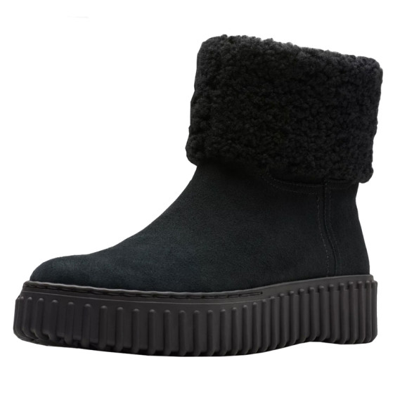 detail OBUV CLARKS TORHILL TURN BLACK WARMLINED SUEDE