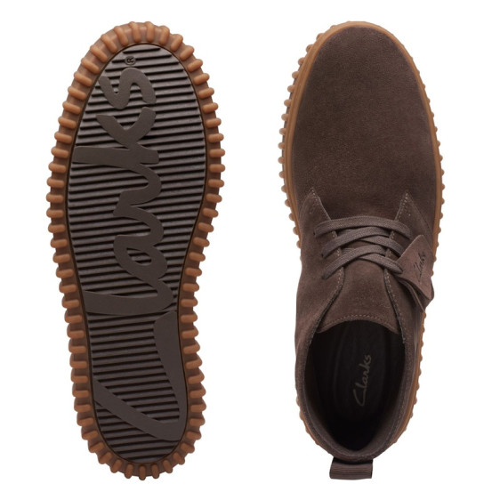 detail OBUV CLARKS TORHILL DESERT BOOT DARK BROWN SUEDE