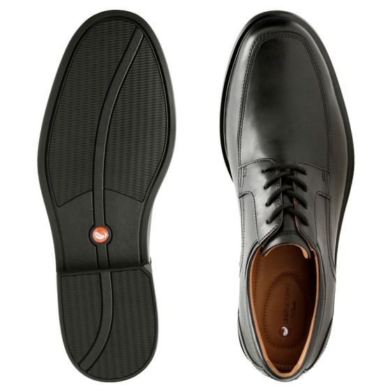 detail OBUV CLARKS UN ALDRIC PARK BLACK LEATHER